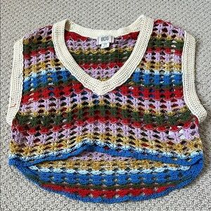BDG Multicolor Crochet Knit Top